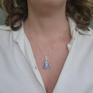 COLAR PRATA NOSSA SENHORA LUXO AZUL