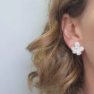 BRINCO PRATA FLOR ZIRC