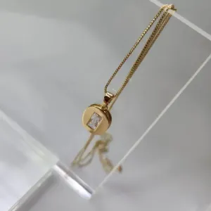 COLAR OURO OVAL CRISTAL RETANG