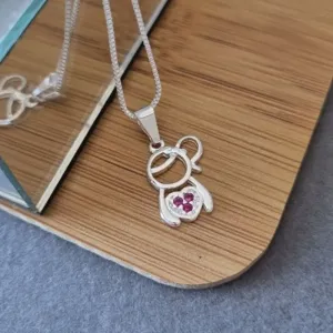 COLAR PRATA MENINA ZIRC PINK