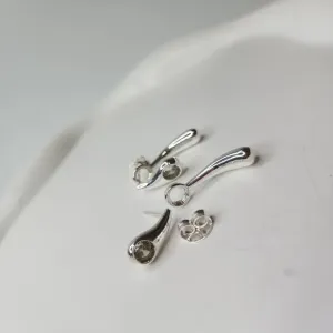 BRINCO PRATA 2 EM 1 GOTA CRISTAL