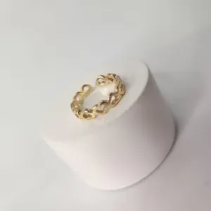 ANEL OURO AJUSTÁVEL CORAÇÕES VAZADOS