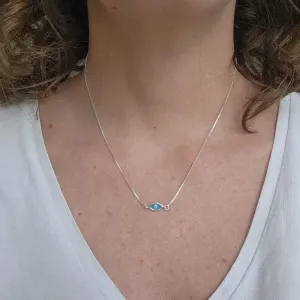 COLAR PRATA CHOKER OLHO GREGO ESMALTADO