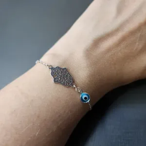 PULSEIRA PRATA HAMSÁ OLHO GREGO