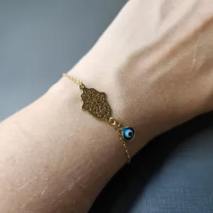 PULSEIRA OURO HAMSÁ OLHO GREGO