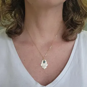 COLAR OURO HAMSÁ OLHO GREGO