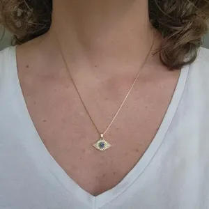 COLAR OURO OLHO ZIRC AZUL