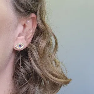 BRINCO OURO OLHO ZIRC AZUL