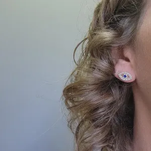 BRINCO PRATA OLHO ZIRC AZUL