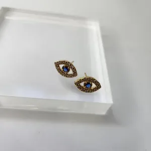 BRINCO OURO OLHO ZIRC AZUL
