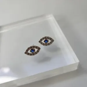 BRINCO PRATA OLHO ZIRC AZUL