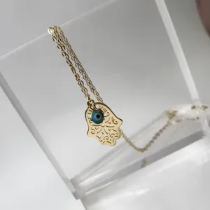 COLAR OURO HAMSÁ OLHO GREGO