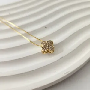 COLAR OURO TREVO ZIRC