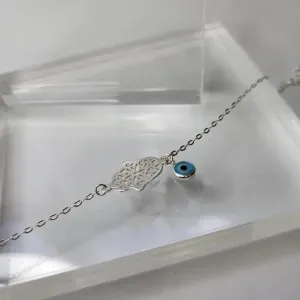 PULSEIRA PRATA HAMSÁ OLHO GREGO