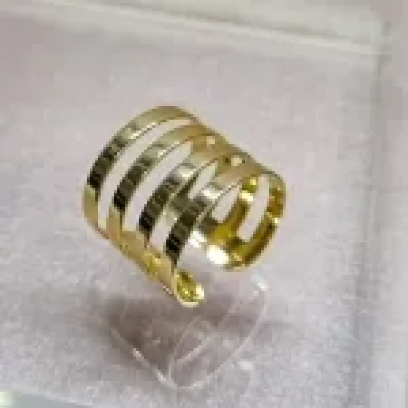ANEL OURO 4 FILEIRAS CHAPADAS