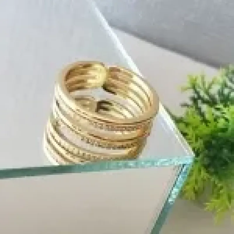 ANEL OURO 4 LINHAS LISA ZIRC
