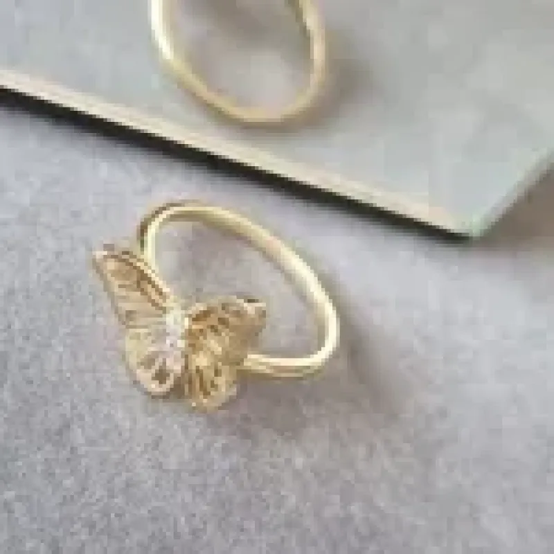 ANEL OURO BORBOLETA VAZADA	