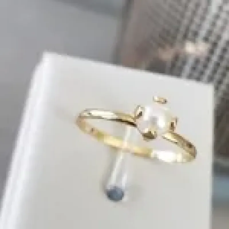 ANEL OURO SOLITÁRIO PEROLA