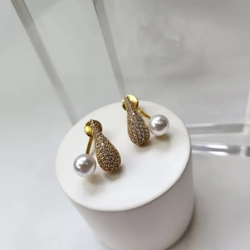 BRINCO OURO 2 EM 1 GOTA Z PÉROLA