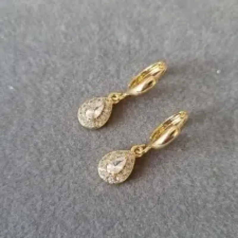 BRINCO OURO ARGOLA GOTA ZIRC	