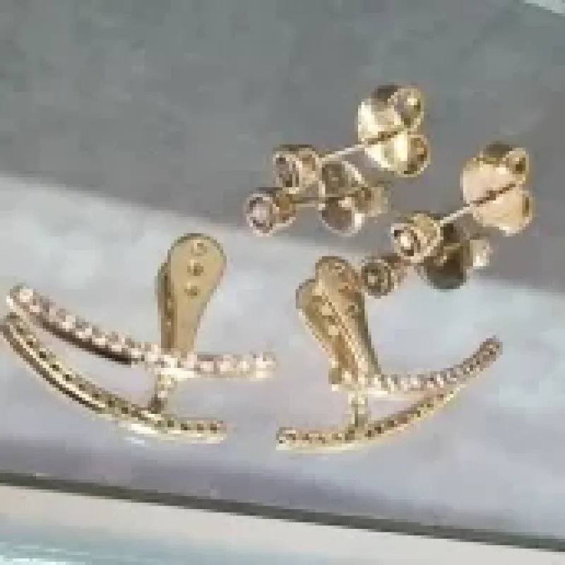 BRINCO OURO EAR CUF 2 EM 1	