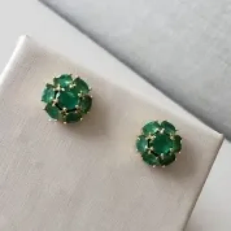 BRINCO OURO FLOR ESMERALDA G