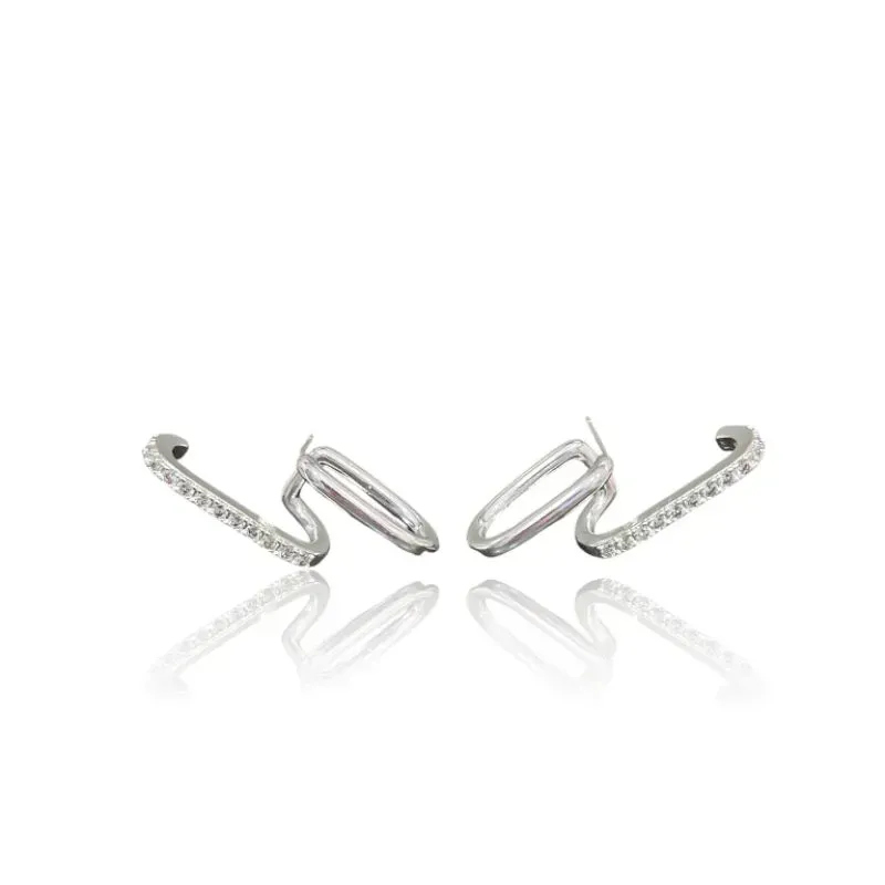 BRINCO PRATA EAR HOOK LISO E ZIRC