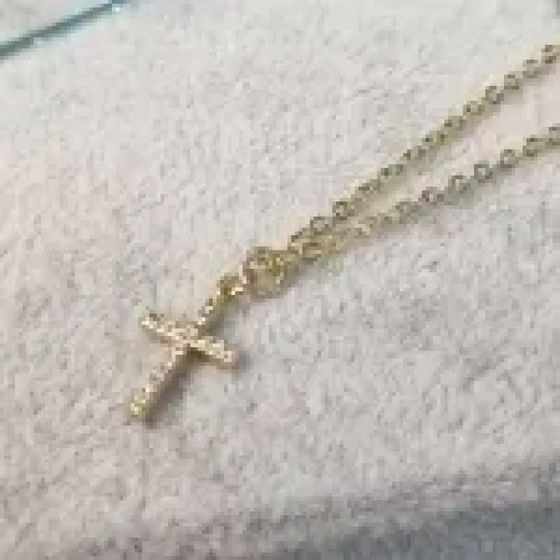 COLAR OURO CRUZ ZIRC	
