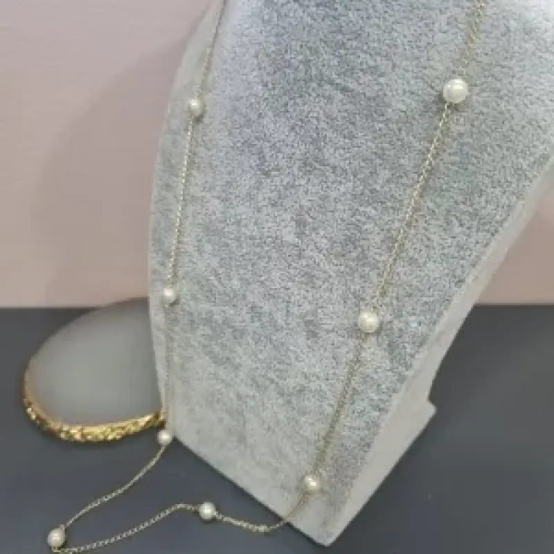 COLAR OURO LONGO PÉROLAS