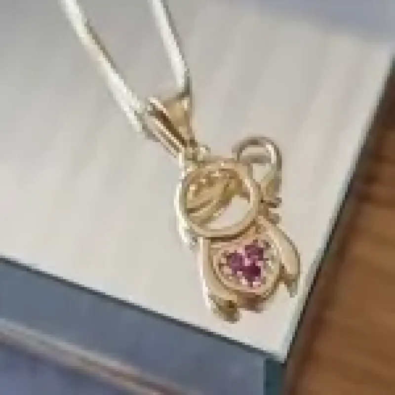 COLAR OURO MENINA ZIRC PINK