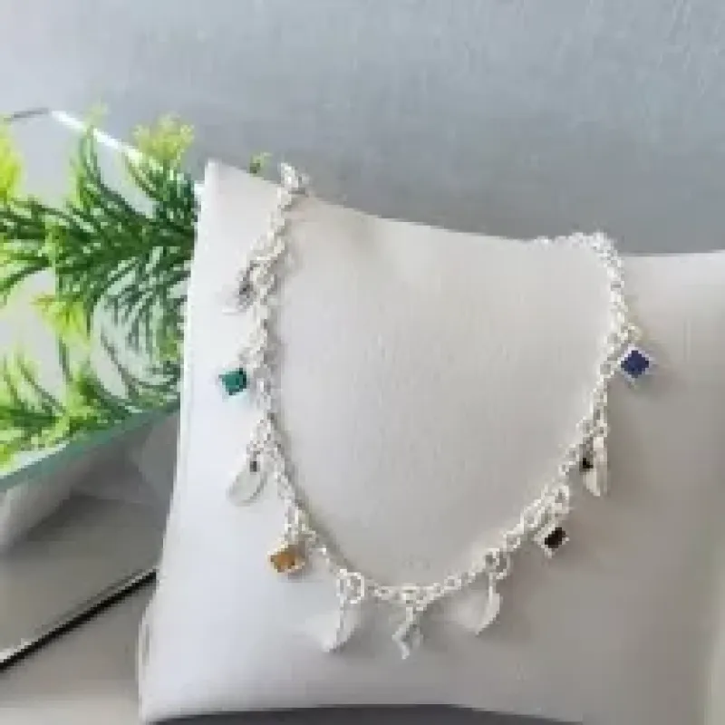 PULSEIRA PRATA PINGENTES RAINBOW