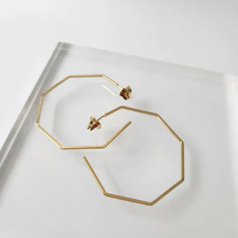 BRINCO OURO ARGOLA OCTAGONAL G