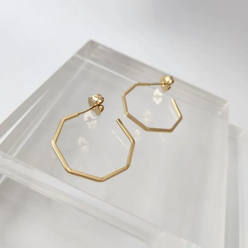 BRINCO OURO ARGOLA OCTAGONAL P