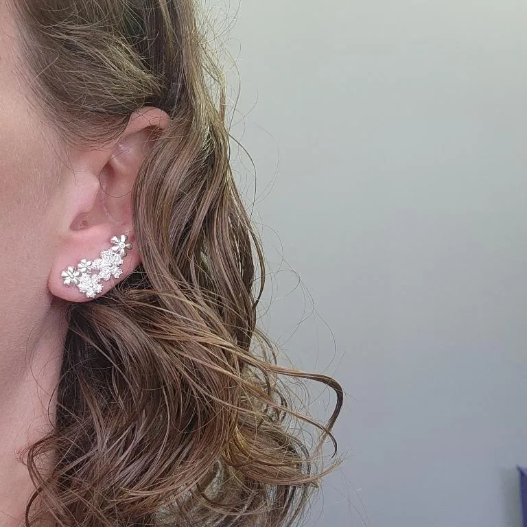 BRINCO PRATA EAR CUFF FLORES