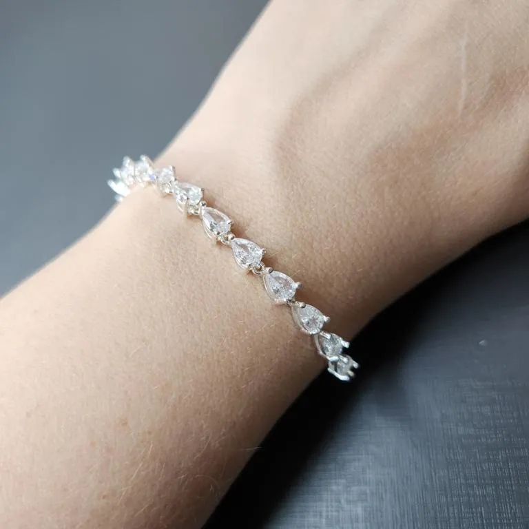 PULSEIRA PRATA GOTA ESMERALDA