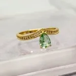 ANEL OURO GOTINHA VERDE