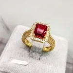 ANEL OURO RUBI QUADR ZIRC