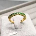 ANEL OURO ZIRC VERDE	