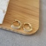 BRINCO OURO ARGOLA BOLINHA ZIRC P