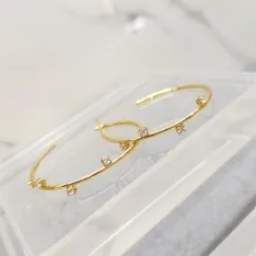 BRINCO OURO ARGOLA FIO ZIRC PONTO	