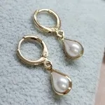 BRINCO OURO ARGOLA PÉROLA GOTA	