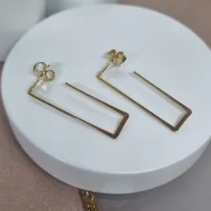 BRINCO OURO ARGOLA RETANGU	