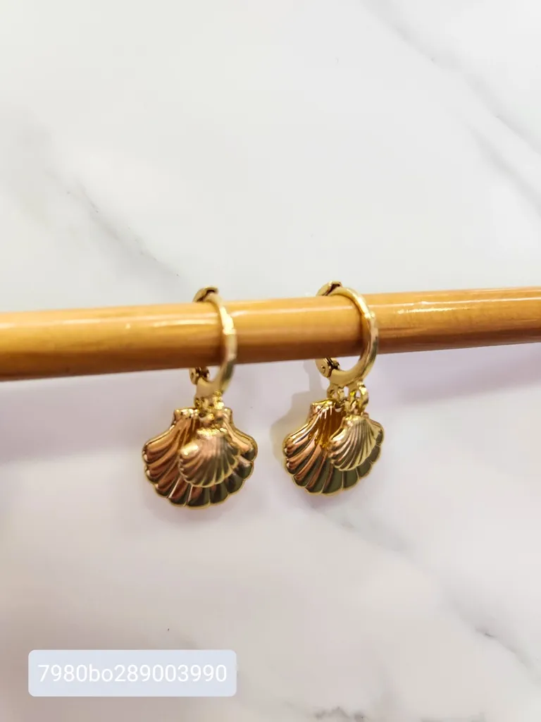 BRINCO OURO ARGOLA SHELL DUPLA
