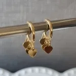 BRINCO OURO ARGOLINHA PING CORAÇÕES