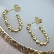 BRINCO OURO EAR HOOK BOLINHAS	