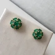 BRINCO OURO FLOR ESMERALDA G