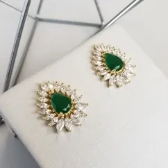 BRINCO OURO GOTA ESMERALDA NAV