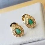 BRINCO OURO GOTA Z ESMERALDA