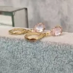 BRINCO OURO TRANQUETA GOTA ROSA	