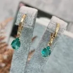 BRINCO OURO TRANQUETA GOTA VERDE	